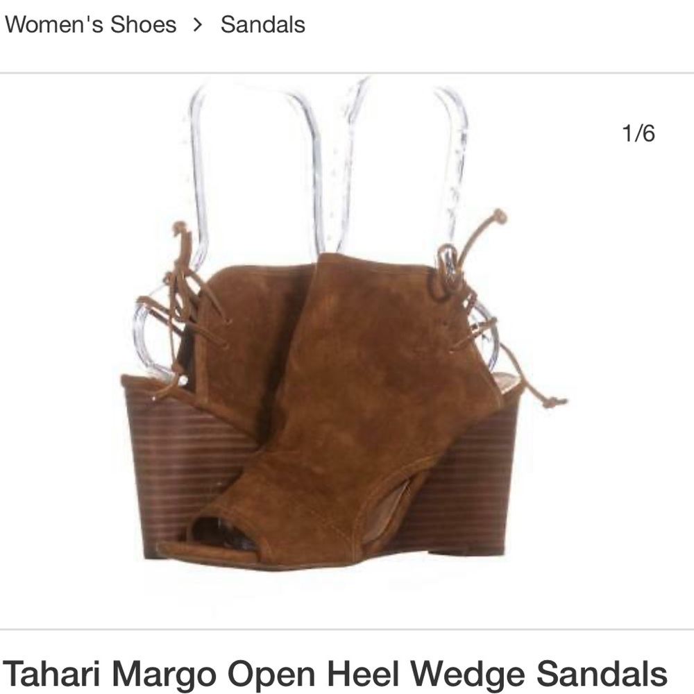 NEVER WORN Tahari Margo Wedge (cognac)